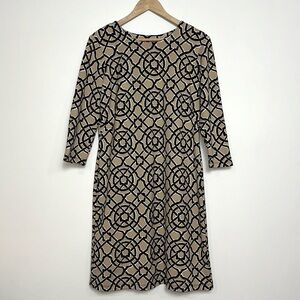 J. McLaughlin Devon Dress in Tan/ Black Scribe